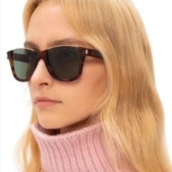 Saint Laurent SL 51 CUT 004 Sunglasses Beige/Silver Square Frame, Grey Lenses - Picture 3 of 10